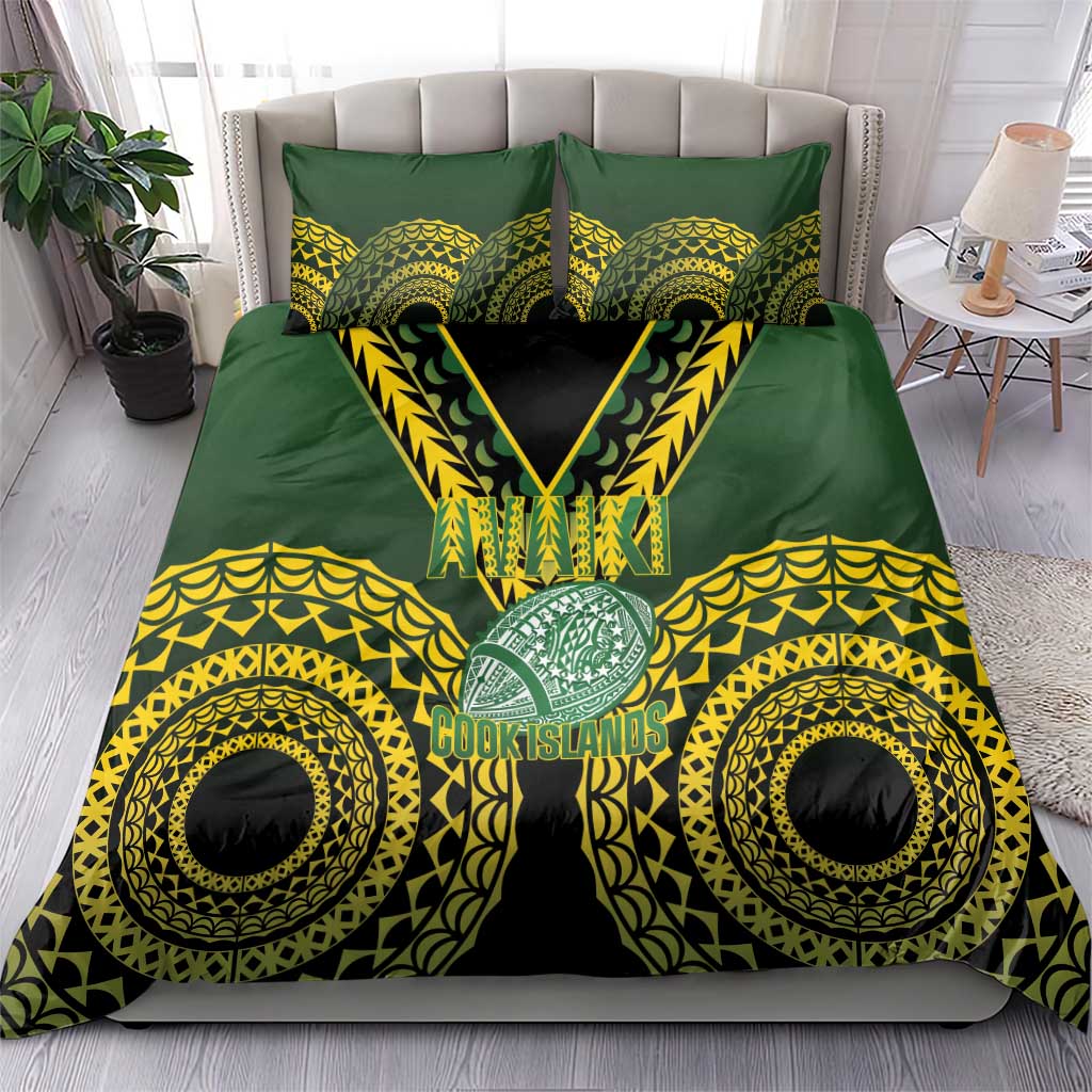 Avaiki Cook Islands Rugby Bedding Set Kuki Airani Tatau Black - Aussie Hoodie