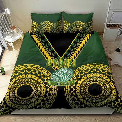Avaiki Cook Islands Rugby Bedding Set Kuki Airani Tatau Black - Aussie Hoodie