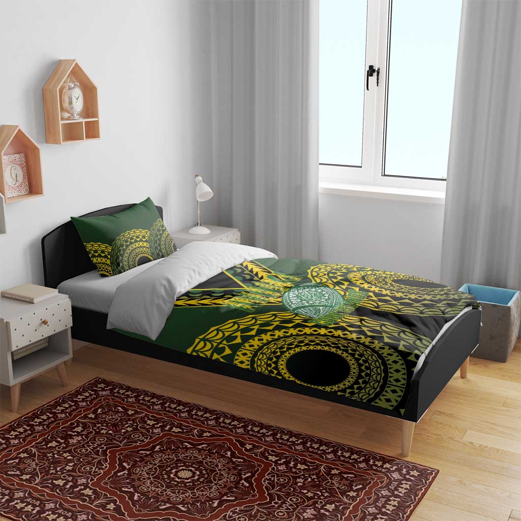 Avaiki Cook Islands Rugby Bedding Set Kuki Airani Tatau Black - Aussie Hoodie