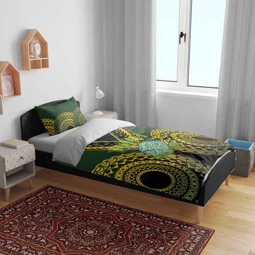 Avaiki Cook Islands Rugby Bedding Set Kuki Airani Tatau Black - Aussie Hoodie