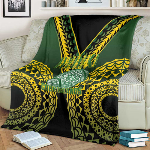 Avaiki Cook Islands Rugby Blanket Kuki Airani Tatau Black - Aussie Hoodie