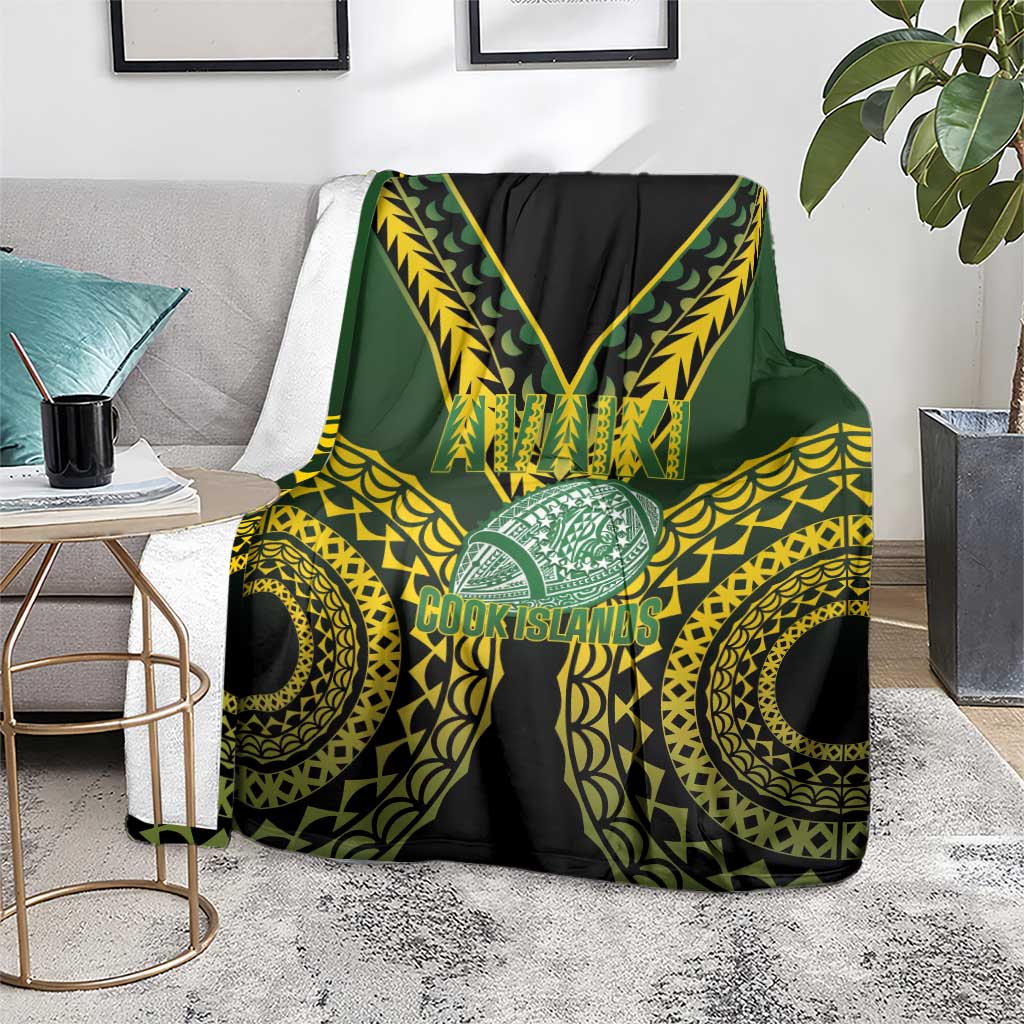 Avaiki Cook Islands Rugby Blanket Kuki Airani Tatau Black - Aussie Hoodie