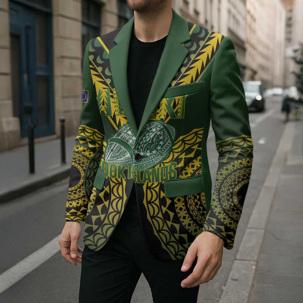 Custom Avaiki Cook Islands Rugby Blazer Kuki Airani Tatau Black - Aussie Hoodie