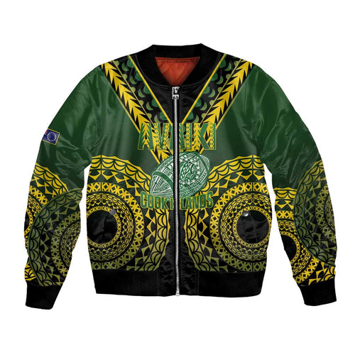 Custom Avaiki Cook Islands Rugby Bomber Jacket Kuki Airani Tatau Black - Aussie Hoodie