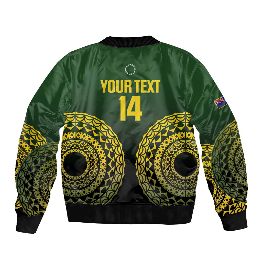 Custom Avaiki Cook Islands Rugby Bomber Jacket Kuki Airani Tatau Black - Aussie Hoodie