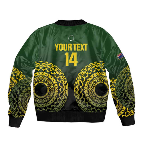 Custom Avaiki Cook Islands Rugby Bomber Jacket Kuki Airani Tatau Black - Aussie Hoodie