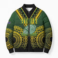 Custom Avaiki Cook Islands Rugby Bomber Puffer Jacket Kuki Airani Tatau Black - Aussie Hoodie