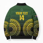 Custom Avaiki Cook Islands Rugby Bomber Puffer Jacket Kuki Airani Tatau Black - Aussie Hoodie