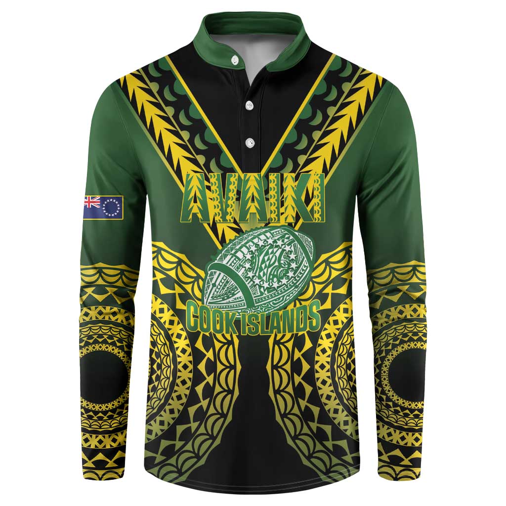 Custom Avaiki Cook Islands Rugby Button Sweatshirt Kuki Airani Tatau Black - Aussie Hoodie
