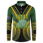 Custom Avaiki Cook Islands Rugby Button Sweatshirt Kuki Airani Tatau Black - Aussie Hoodie