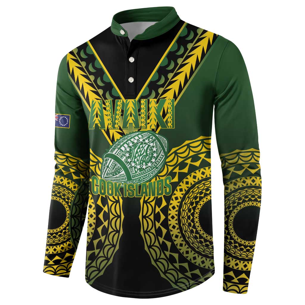 Custom Avaiki Cook Islands Rugby Button Sweatshirt Kuki Airani Tatau Black - Aussie Hoodie