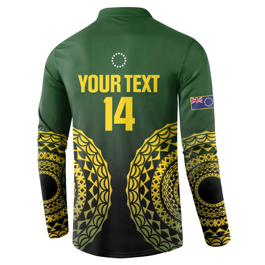 Custom Avaiki Cook Islands Rugby Button Sweatshirt Kuki Airani Tatau Black - Aussie Hoodie