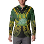 Custom Avaiki Cook Islands Rugby Button Sweatshirt Kuki Airani Tatau Black - Aussie Hoodie