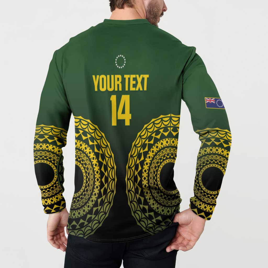 Custom Avaiki Cook Islands Rugby Button Sweatshirt Kuki Airani Tatau Black - Aussie Hoodie