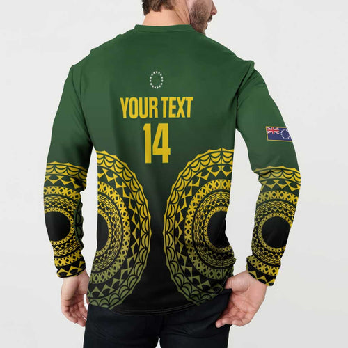Custom Avaiki Cook Islands Rugby Button Sweatshirt Kuki Airani Tatau Black - Aussie Hoodie