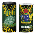 Custom Avaiki Cook Islands Rugby 4 in 1 Can Cooler Tumbler Kuki Airani Tatau Black - Aussie Hoodie