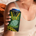 Custom Avaiki Cook Islands Rugby 4 in 1 Can Cooler Tumbler Kuki Airani Tatau Black - Aussie Hoodie