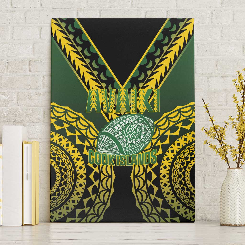 Avaiki Cook Islands Rugby Canvas Wall Art Kuki Airani Tatau Black - Aussie Hoodie
