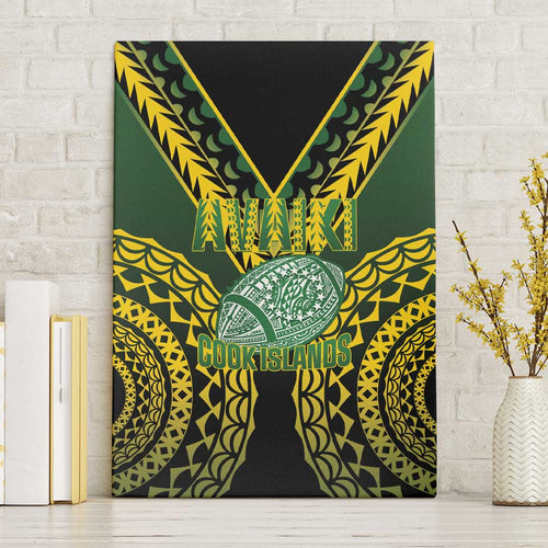 Avaiki Cook Islands Rugby Canvas Wall Art Kuki Airani Tatau Black - Aussie Hoodie