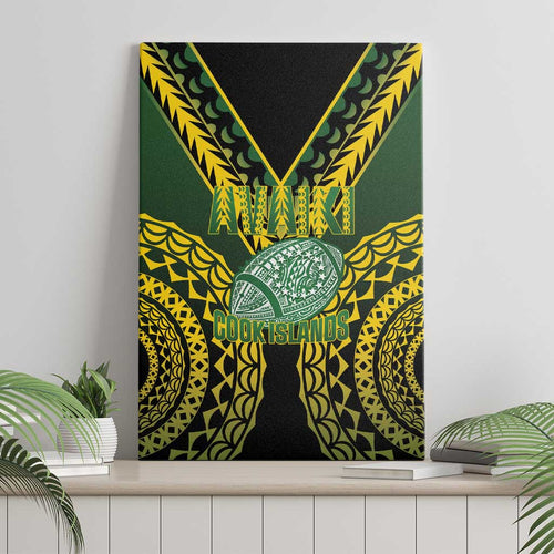 Avaiki Cook Islands Rugby Canvas Wall Art Kuki Airani Tatau Black - Aussie Hoodie