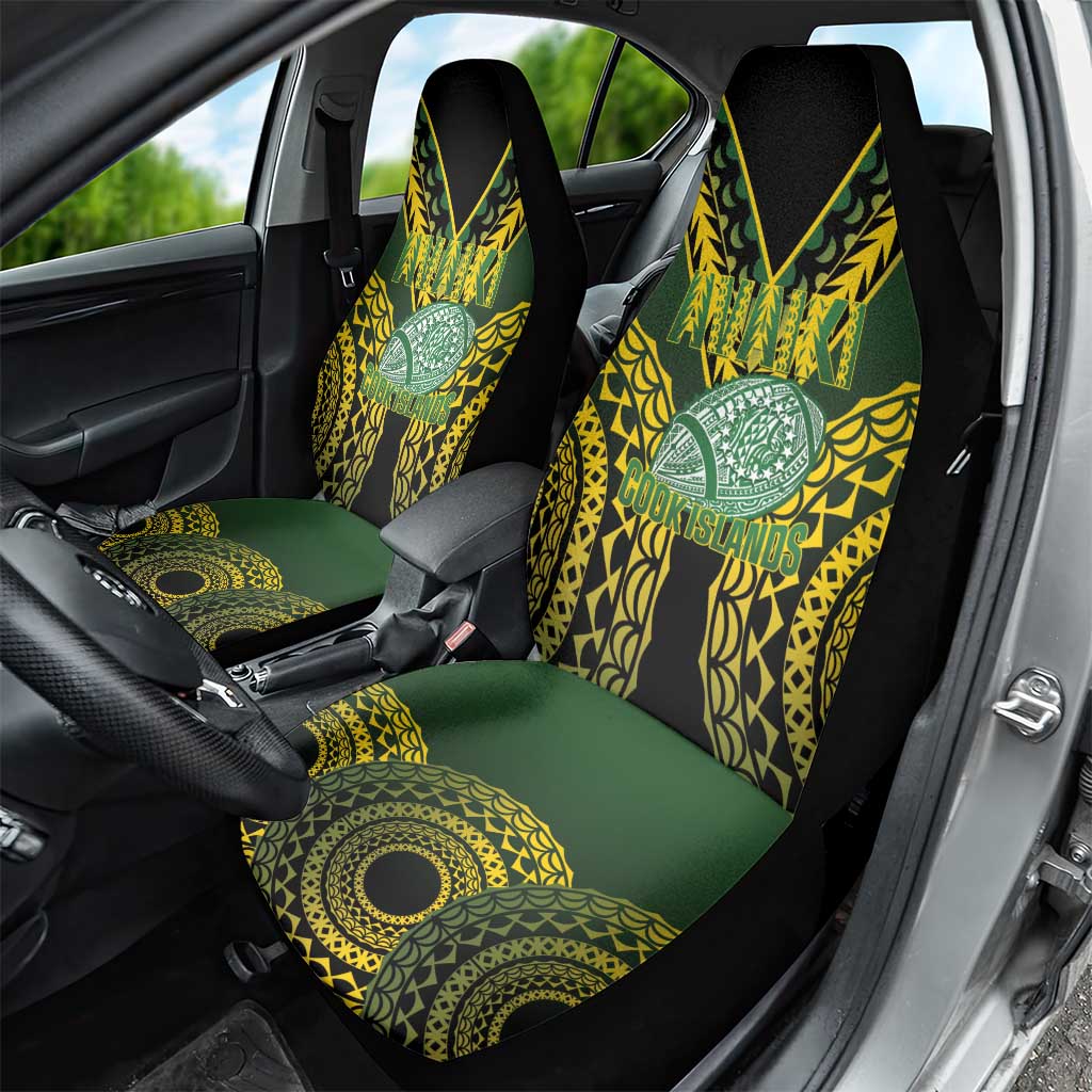 Avaiki Cook Islands Rugby Car Seat Cover Kuki Airani Tatau Black - Aussie Hoodie