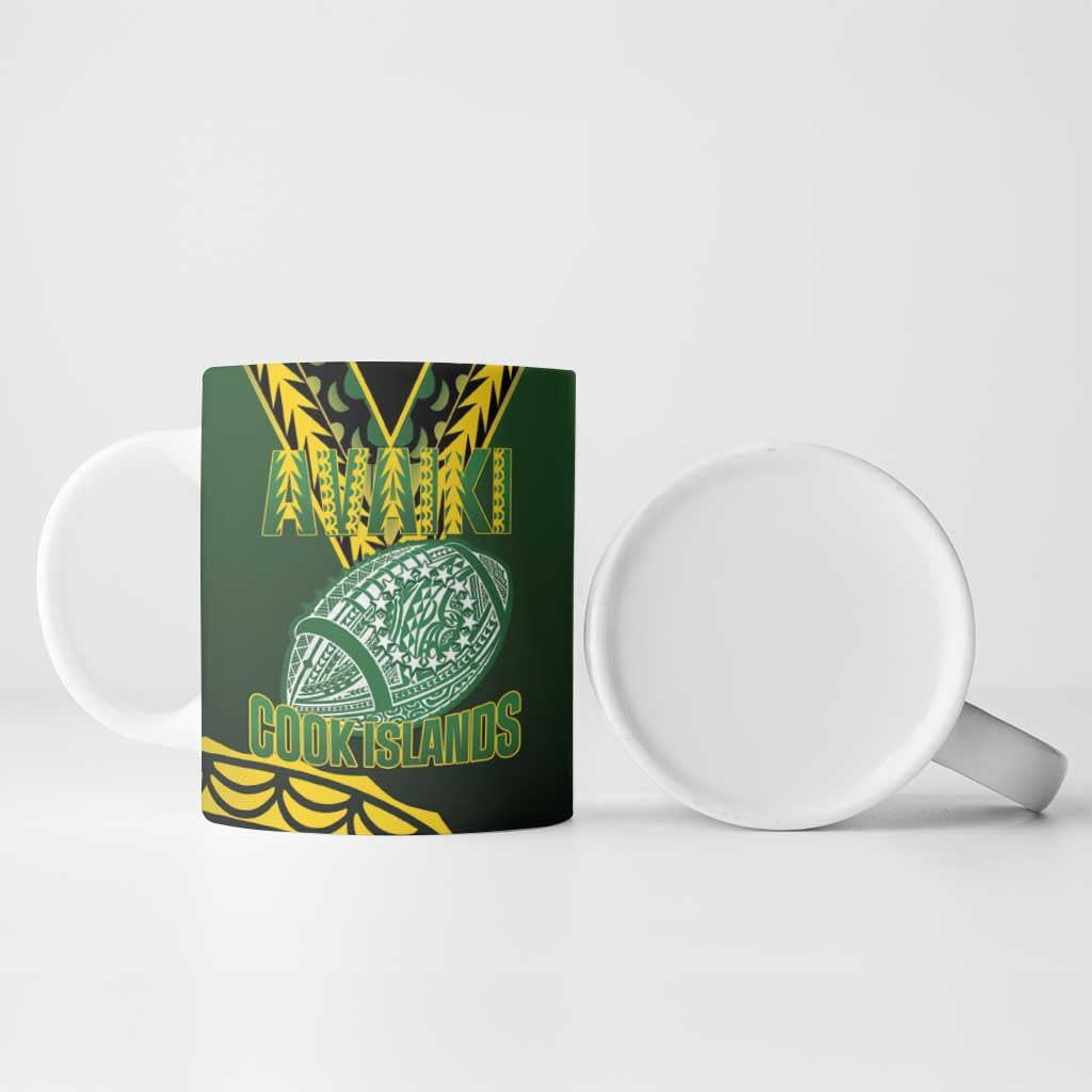 Custom Avaiki Cook Islands Rugby Ceramic Mug Kuki Airani Tatau Black - Aussie Hoodie