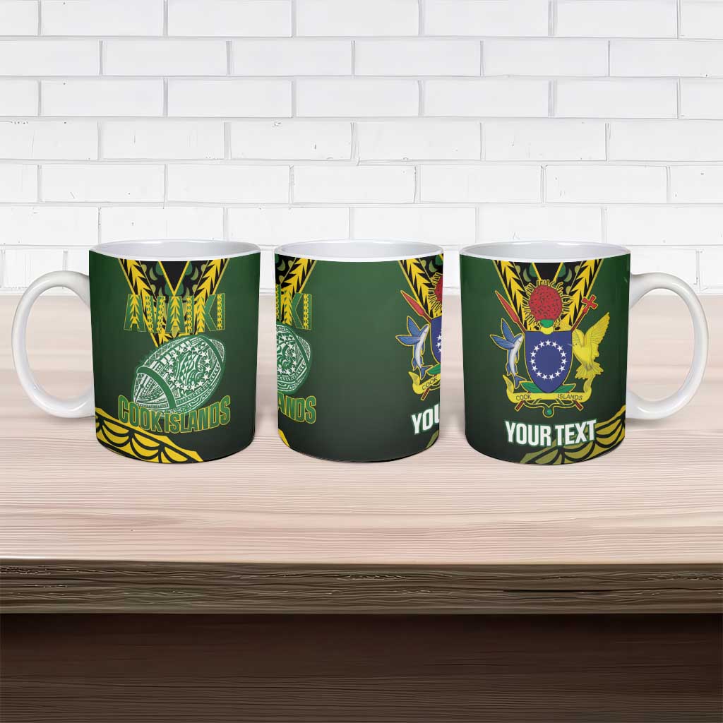 Custom Avaiki Cook Islands Rugby Ceramic Mug Kuki Airani Tatau Black - Aussie Hoodie