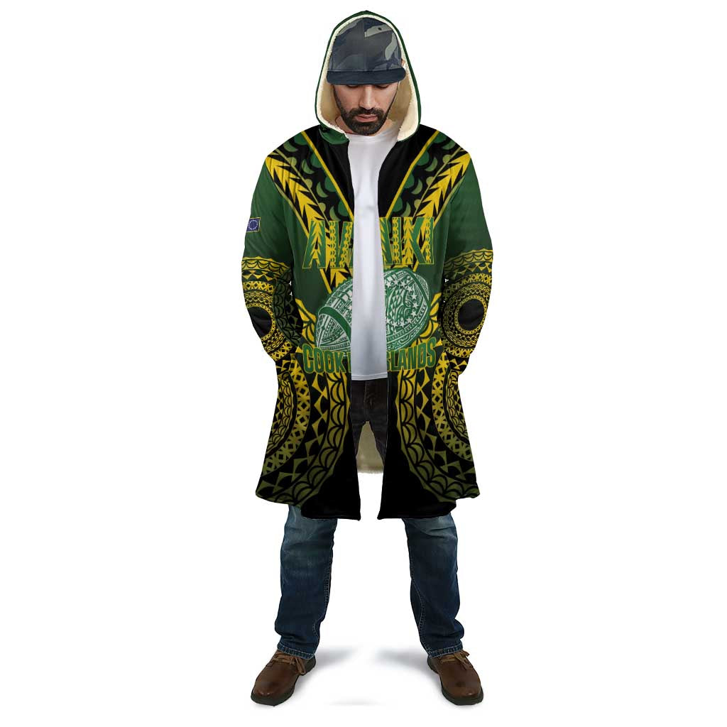 Custom Avaiki Cook Islands Rugby Cloak Kuki Airani Tatau Black - Aussie Hoodie
