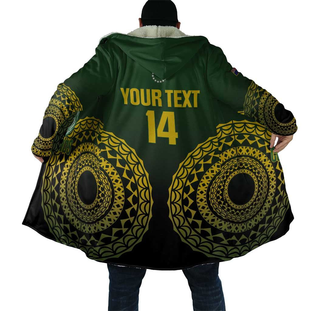 Custom Avaiki Cook Islands Rugby Cloak Kuki Airani Tatau Black - Aussie Hoodie