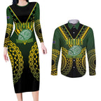 Custom Avaiki Cook Islands Rugby Couples Matching Long Sleeve Bodycon Dress and Long Sleeve Button Shirt Kuki Airani Tatau Black - Aussie Hoodie