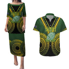 Custom Avaiki Cook Islands Rugby Couples Matching Puletasi and Hawaiian Shirt Kuki Airani Tatau Black - Aussie Hoodie