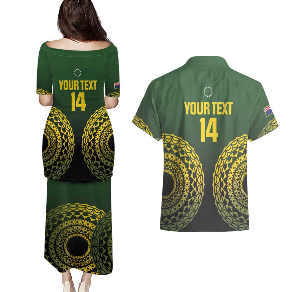 Custom Avaiki Cook Islands Rugby Couples Matching Puletasi and Hawaiian Shirt Kuki Airani Tatau Black - Aussie Hoodie