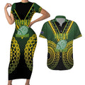 Custom Avaiki Cook Islands Rugby Couples Matching Short Sleeve Bodycon Dress and Hawaiian Shirt Kuki Airani Tatau Black - Aussie Hoodie