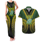 Custom Avaiki Cook Islands Rugby Couples Matching Tank Maxi Dress and Hawaiian Shirt Kuki Airani Tatau Black - Aussie Hoodie