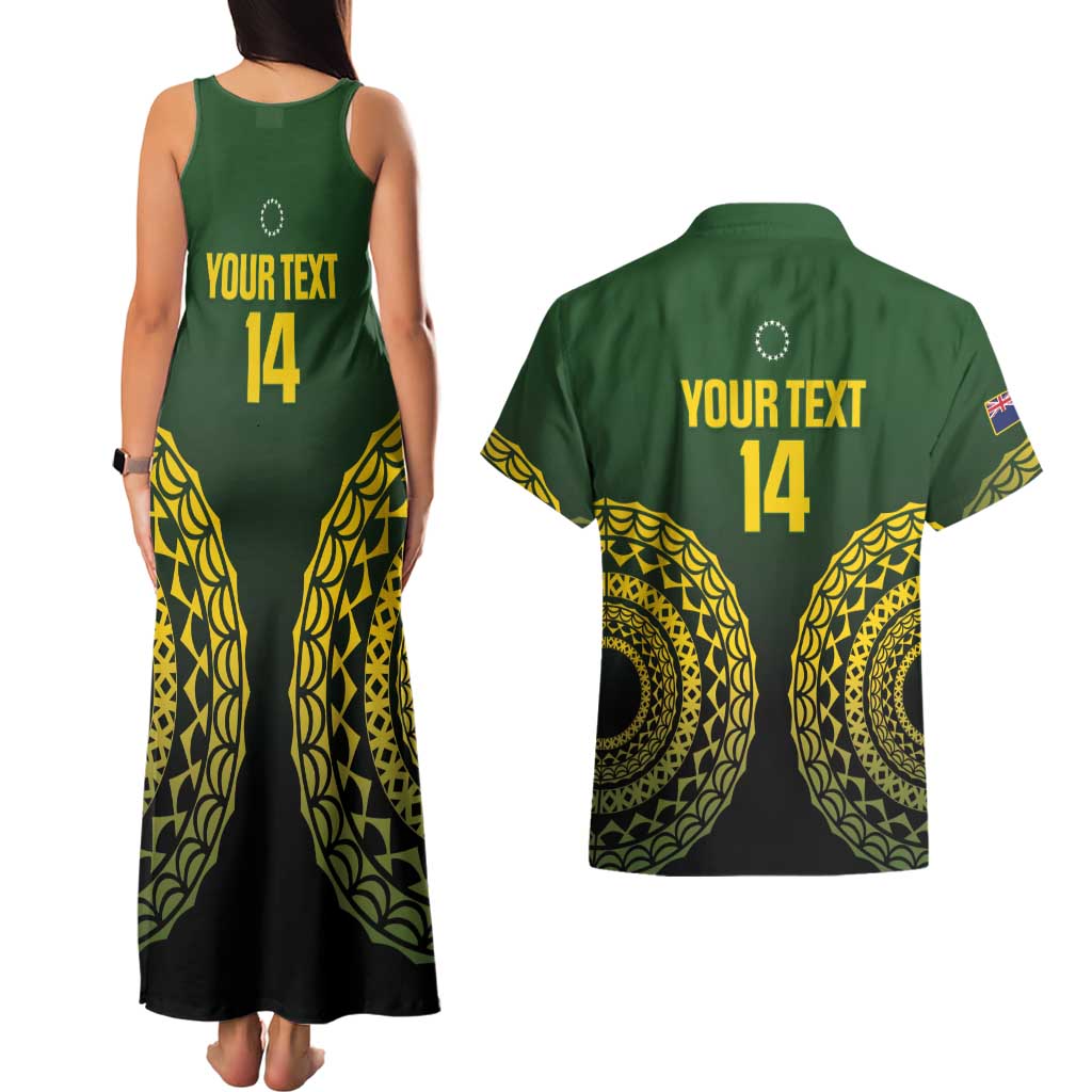Custom Avaiki Cook Islands Rugby Couples Matching Tank Maxi Dress and Hawaiian Shirt Kuki Airani Tatau Black - Aussie Hoodie