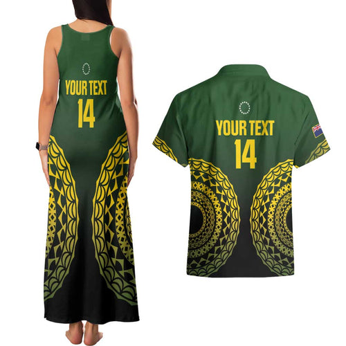 Custom Avaiki Cook Islands Rugby Couples Matching Tank Maxi Dress and Hawaiian Shirt Kuki Airani Tatau Black - Aussie Hoodie