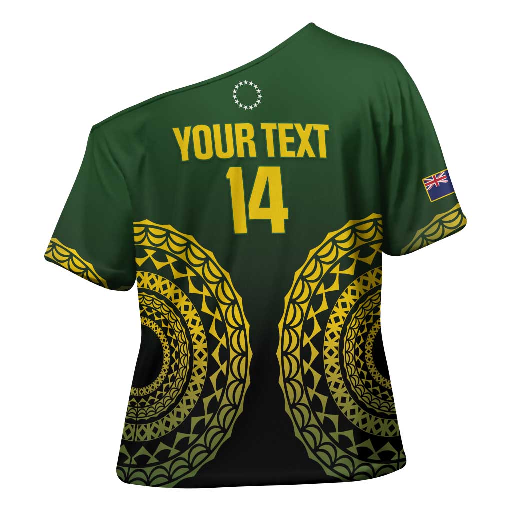 Custom Avaiki Cook Islands Rugby Cross Shoulder Shirt Kuki Airani Tatau Black - Aussie Hoodie