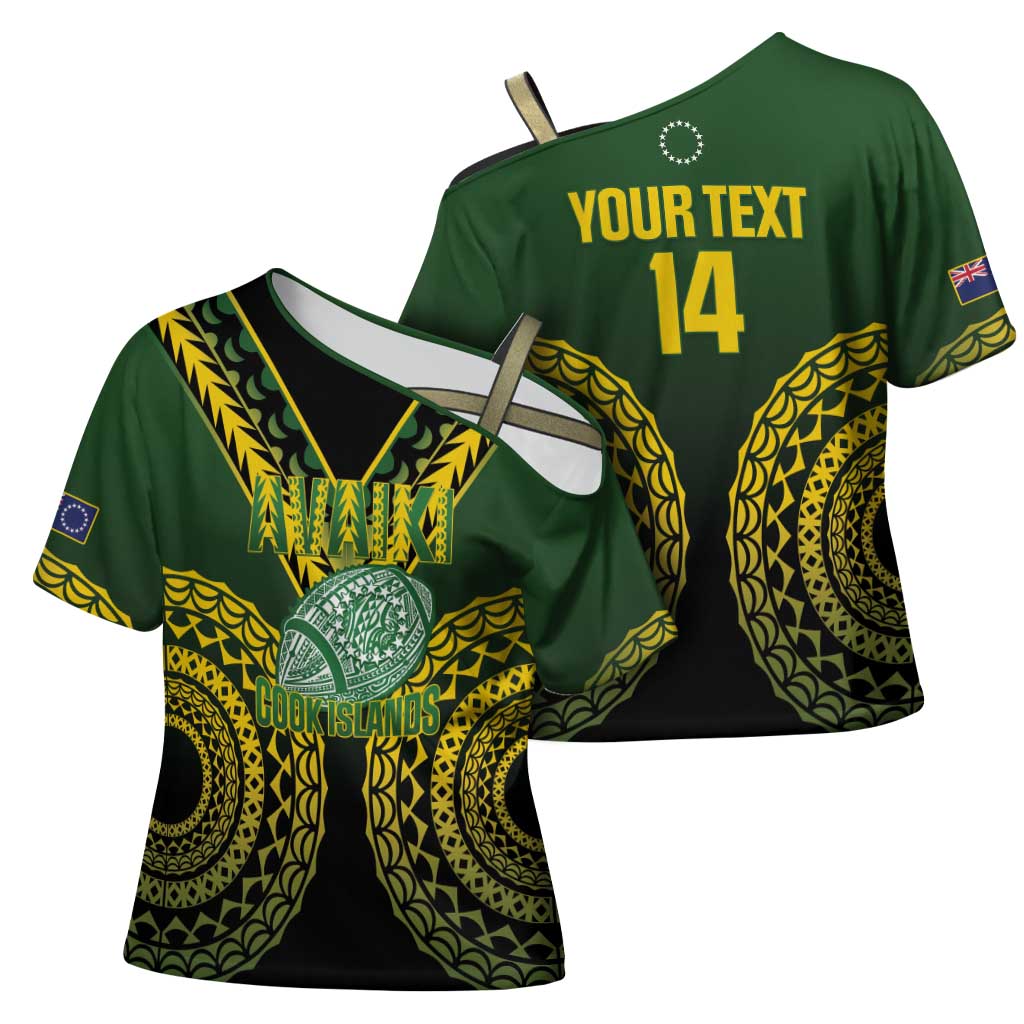 Custom Avaiki Cook Islands Rugby Cross Shoulder Shirt Kuki Airani Tatau Black - Aussie Hoodie