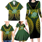 Custom Avaiki Cook Islands Rugby Family Matching Long Sleeve Bodycon Dress and Hawaiian Shirt Kuki Airani Tatau Black - Aussie Hoodie