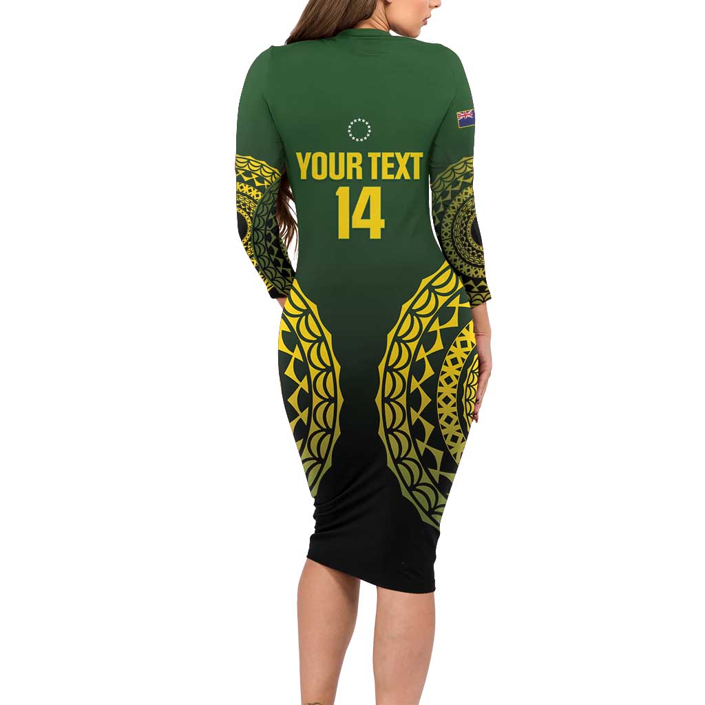 Custom Avaiki Cook Islands Rugby Family Matching Long Sleeve Bodycon Dress and Hawaiian Shirt Kuki Airani Tatau Black - Aussie Hoodie