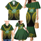 Custom Avaiki Cook Islands Rugby Family Matching Mermaid Dress and Hawaiian Shirt Kuki Airani Tatau Black - Aussie Hoodie