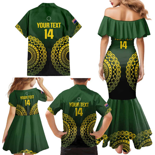 Custom Avaiki Cook Islands Rugby Family Matching Mermaid Dress and Hawaiian Shirt Kuki Airani Tatau Black - Aussie Hoodie