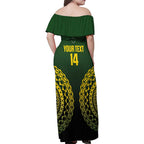 Custom Avaiki Cook Islands Rugby Family Matching Off Shoulder Maxi Dress and Hawaiian Shirt Kuki Airani Tatau Black - Aussie Hoodie
