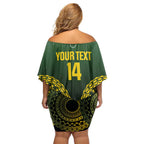 Custom Avaiki Cook Islands Rugby Family Matching Off Shoulder Short Dress and Hawaiian Shirt Kuki Airani Tatau Black - Aussie Hoodie