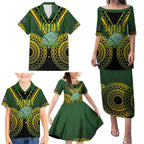 Custom Avaiki Cook Islands Rugby Family Matching Puletasi and Hawaiian Shirt Kuki Airani Tatau Black - Aussie Hoodie