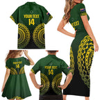 Custom Avaiki Cook Islands Rugby Family Matching Short Sleeve Bodycon Dress and Hawaiian Shirt Kuki Airani Tatau Black - Aussie Hoodie