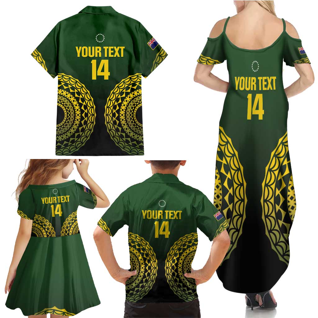 Custom Avaiki Cook Islands Rugby Family Matching Summer Maxi Dress and Hawaiian Shirt Kuki Airani Tatau Black - Aussie Hoodie