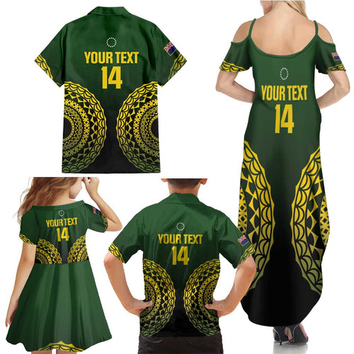 Custom Avaiki Cook Islands Rugby Family Matching Summer Maxi Dress and Hawaiian Shirt Kuki Airani Tatau Black - Aussie Hoodie