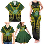 Custom Avaiki Cook Islands Rugby Family Matching Tank Maxi Dress and Hawaiian Shirt Kuki Airani Tatau Black - Aussie Hoodie