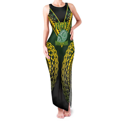 Custom Avaiki Cook Islands Rugby Family Matching Tank Maxi Dress and Hawaiian Shirt Kuki Airani Tatau Black - Aussie Hoodie